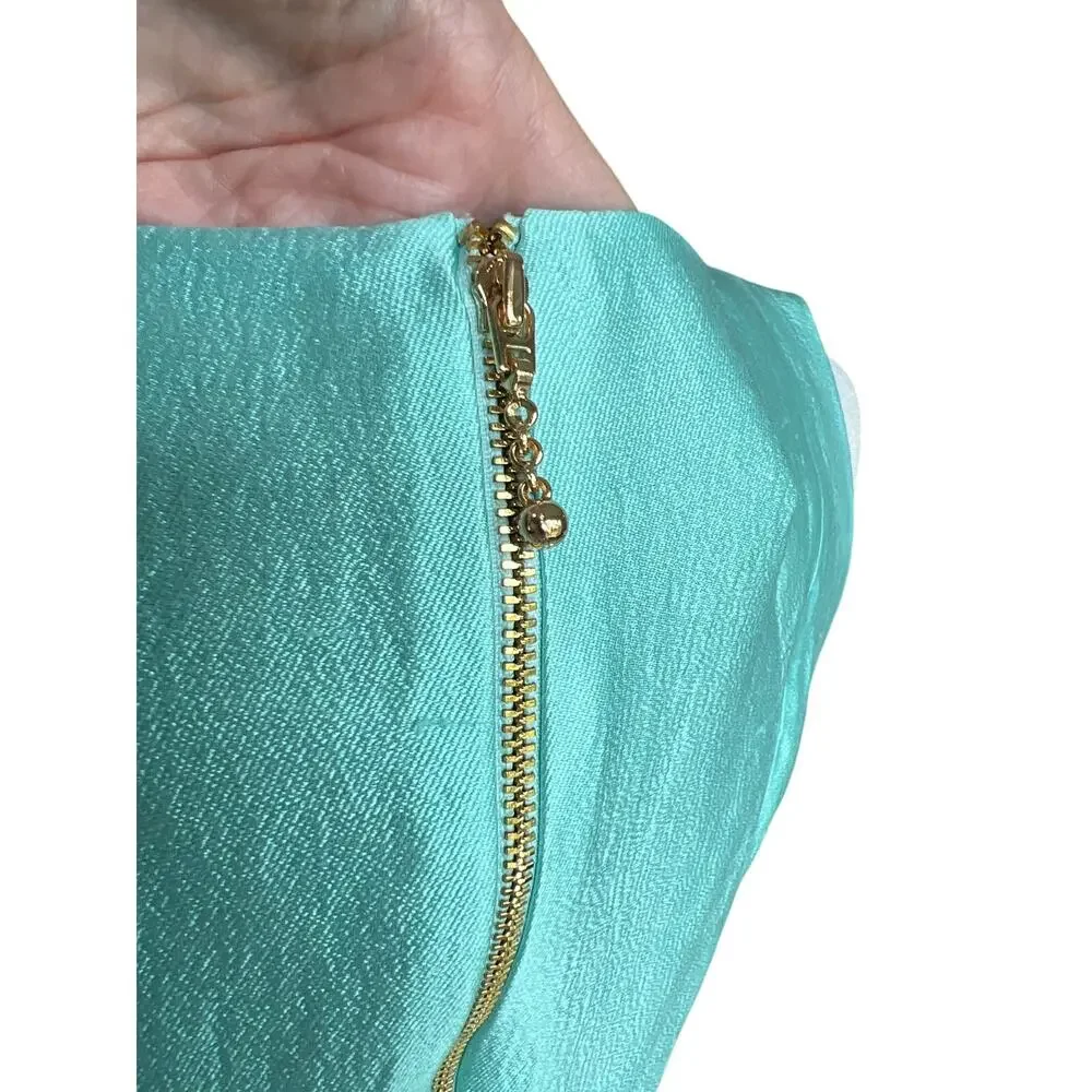 Kate Spade Susannah Fit and Flare Silk Mini Dress Size 10 Pockets Blue Green